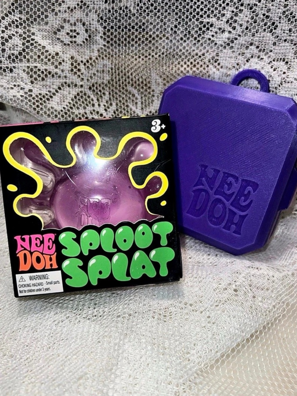 NWT RARE Find!! NeeDoh Sploot Splat Sensory Toy - Purple with matching 3D case